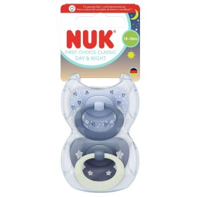Nuk First Choice Classic Day & Night Πιπίλα Σιλικόνης με Θήκη 18-36m Μπλε 2τεμ